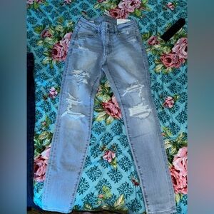 American Eagle Outfitters Light Blue Ripped Skinny Jeans